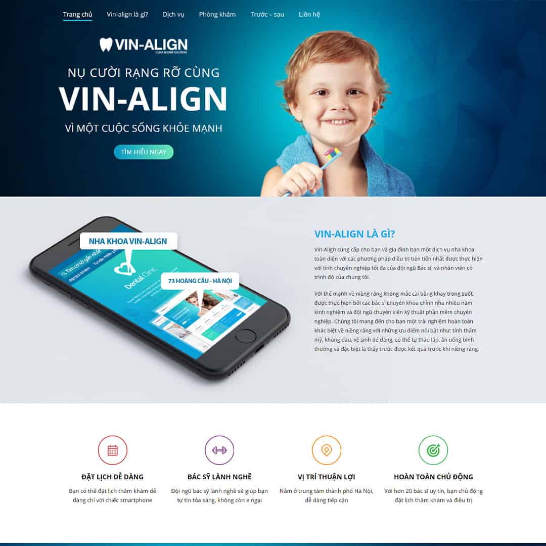 Theme WordPress lading page nha khoa 01 – màn hình 1