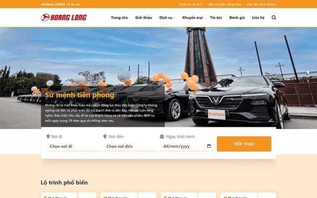 Mẫu web nhà xe, thuê xe