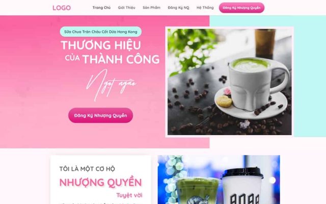 Mẫu web landing page nhượng quyền trà sữa