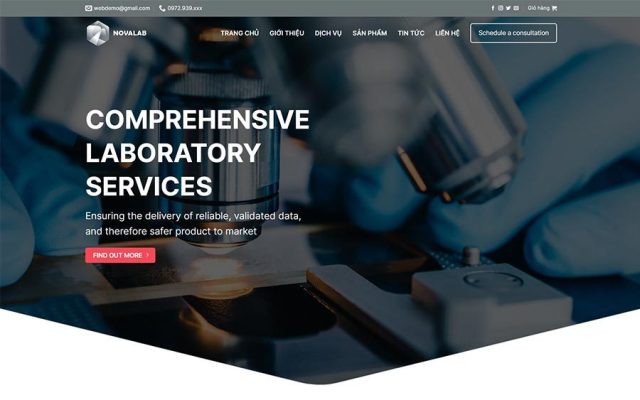 Mẫu web phòng lab thí nghiệm y tế