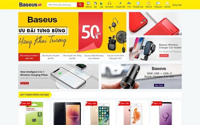 Mẫu web phụ kiện điện thoại