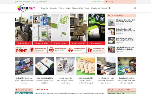 Mẫu web dịch vụ thiết kế, in ấn 03
