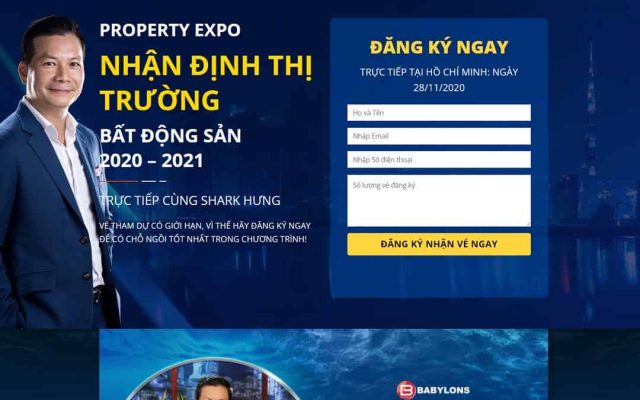 Mẫu web landing page tọa đàm shark hưng