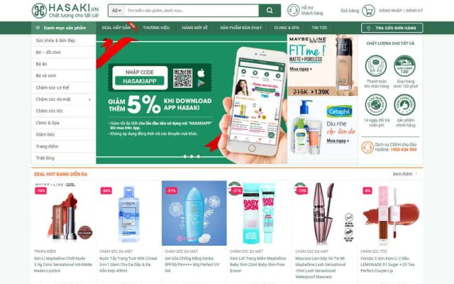 Mẫu web cửa hàng bán mỹ phẩm giống hasaki