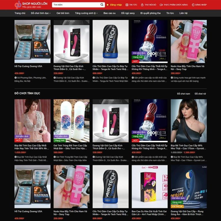 Mẫu web shop đồ chơi người lớn