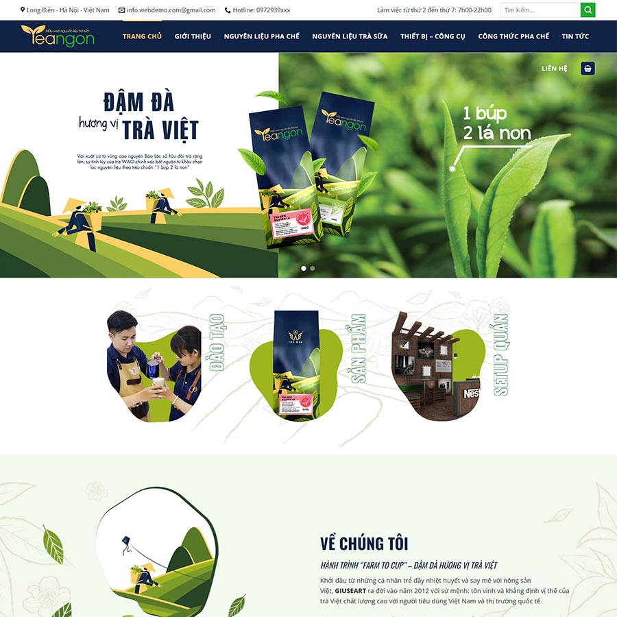 Theme wordpress bán nguyên liệu trà sữa 02 – màn hình 1
