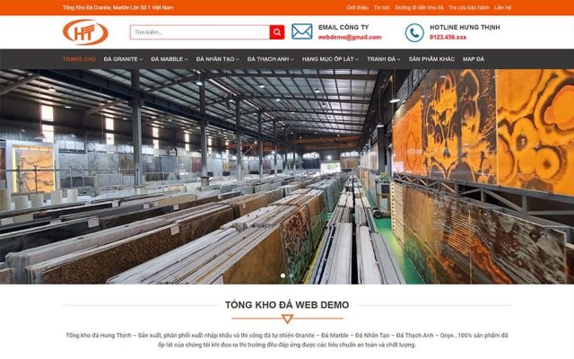 Mẫu web tổng kho đá, siêu thị đá