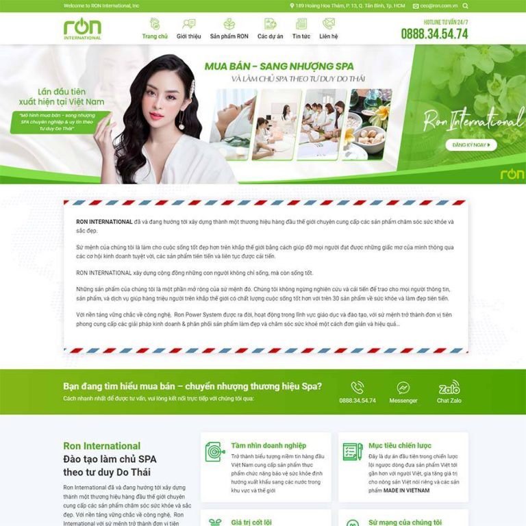 Mẫu web nhượng quyền spa