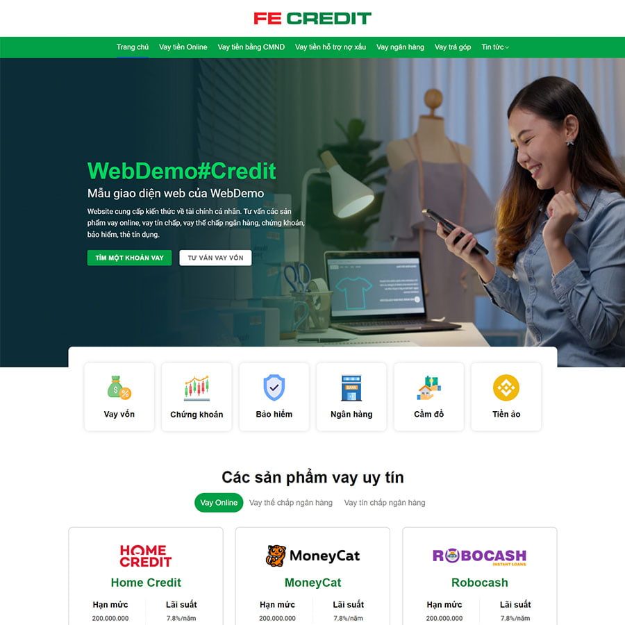 Mẫu web vay vốn, tài chính 03