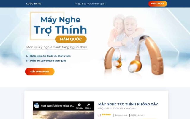 Mẫu web landing page máy nghe trợ thính