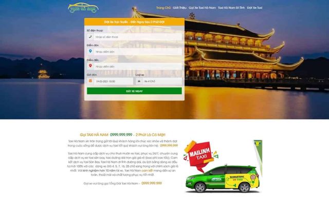 Mẫu web landing page dịch vụ taxi