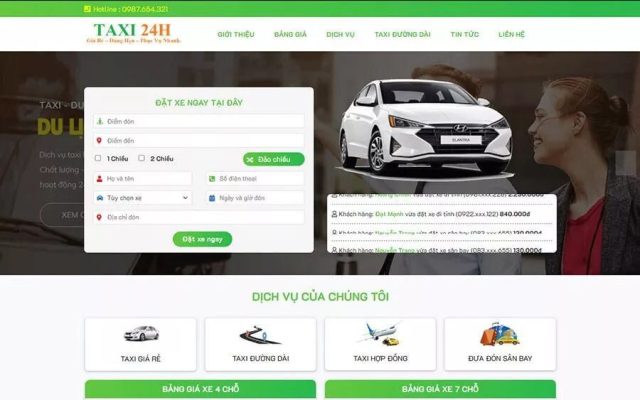 Mẫu web dịch vụ taxi 02