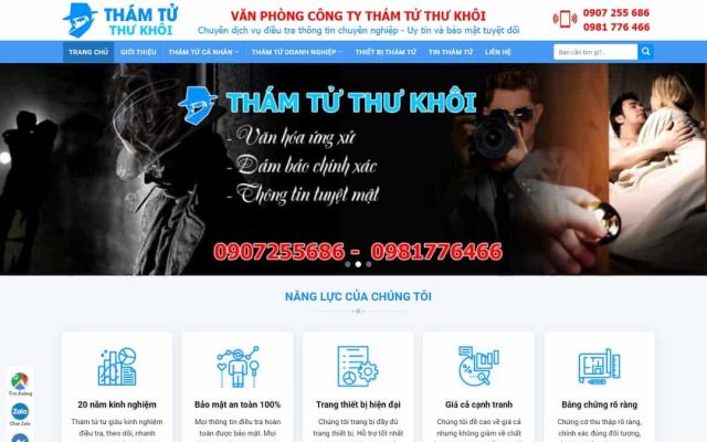 Mẫu web công ty, dịch vụ thám tử