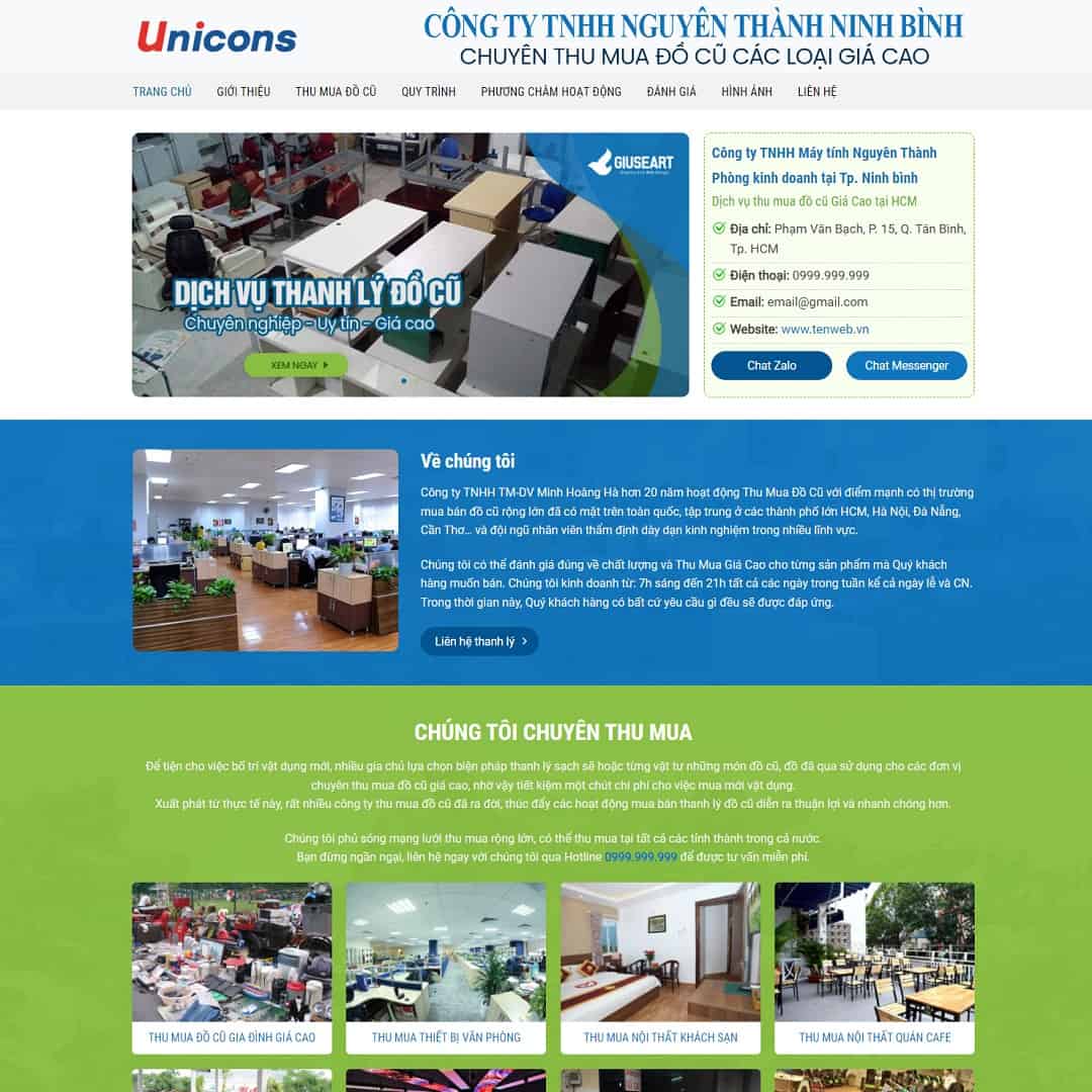 Theme WordPress thu mua, thanh lý đồ cũ – màn hình 1
