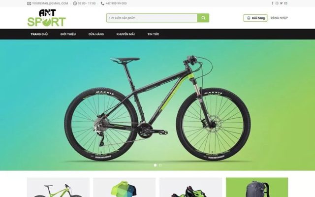 Mẫu web bán xe đạp, đồ thể thao