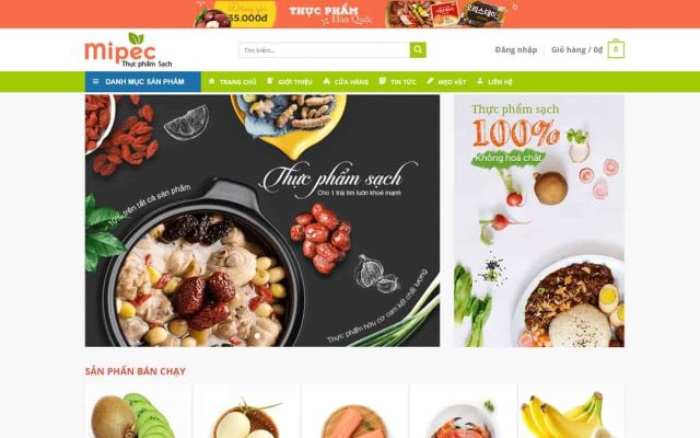 Mẫu web thực phẩm, rau củ quả