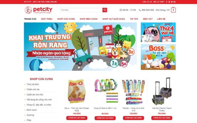Mẫu web bán đồ chơi, thực phẩm thú cưng