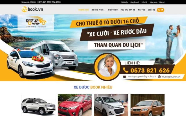Mẫu web dịch vụ thuê xe du lịch