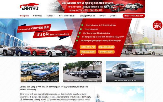 Mẫu web dịch vụ thuê xe 04