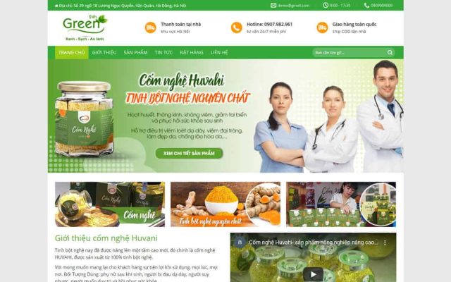 Mẫu web bán sản phẩm tinh bột nghệ