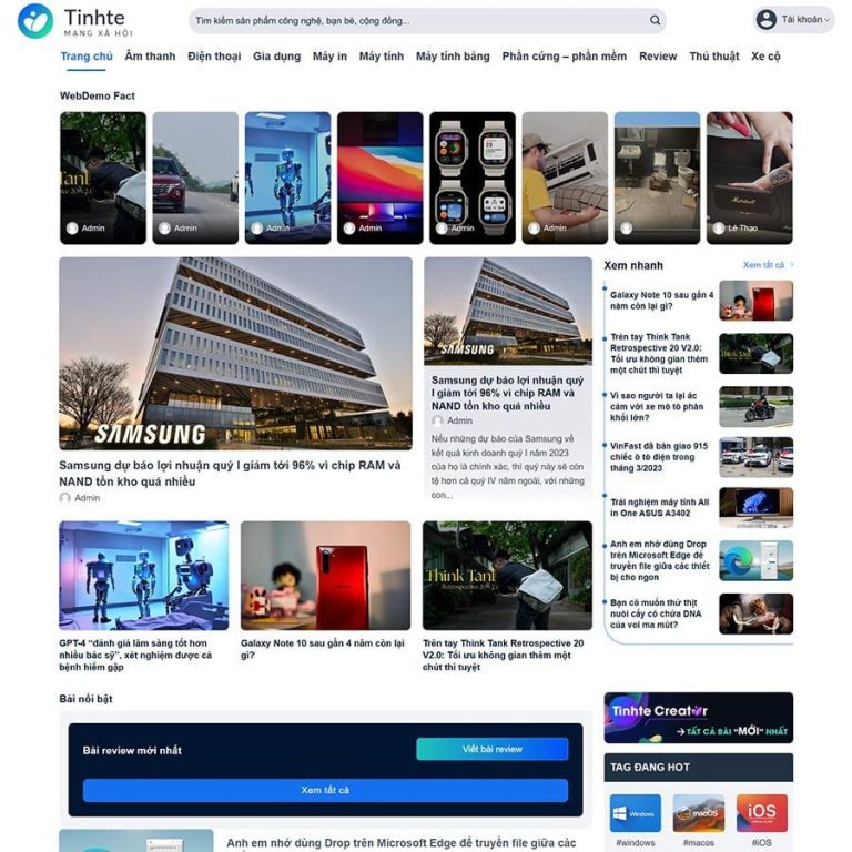 Mẫu website tin tức, tạp chí