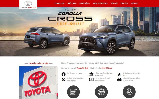 Mẫu web bán ô tô toyota