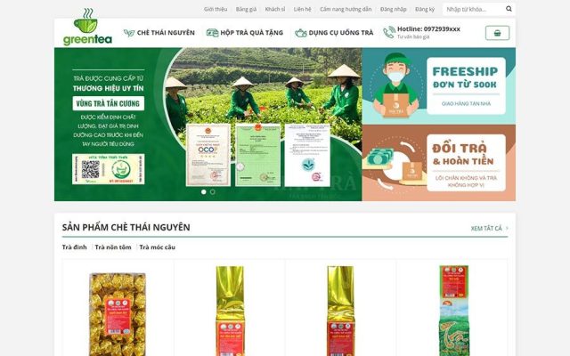 Mẫu web bán trà xanh 03
