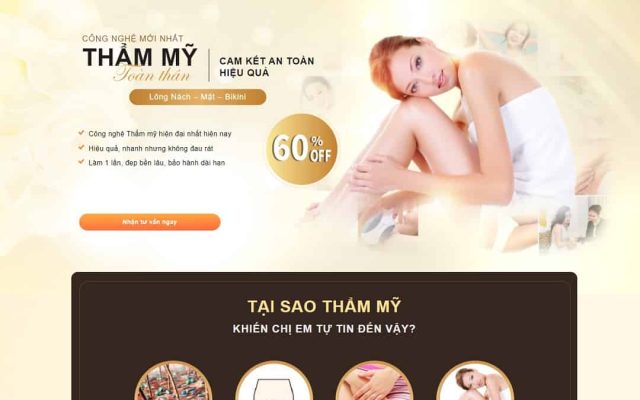 Mẫu web landing page triệt lông thẩm mỹ viện
