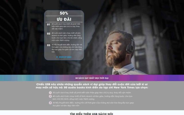 Mẫu web giới thiệu bán sản phẩm sách nói usb