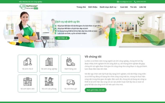 Mẫu web dịch vụ vệ sinh, dọn dẹp nhà cửa