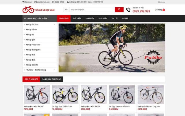 Mẫu web cửa hàng bán xe đạp