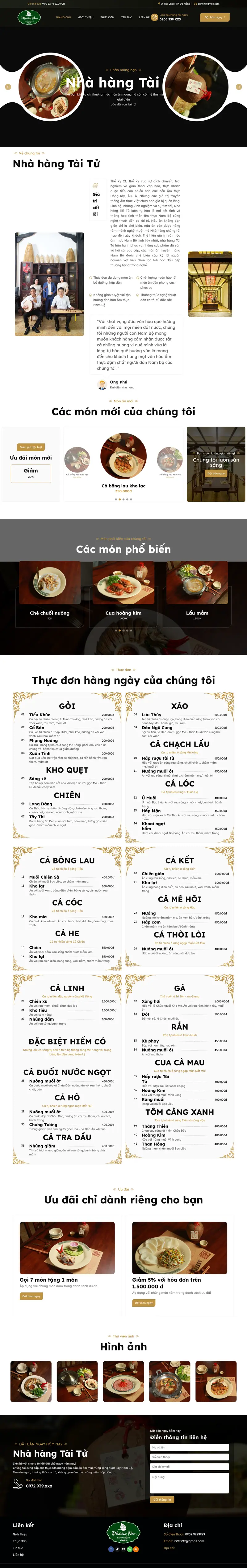 Mẫu web nhà hàng cao cấp – 7 – giao diện trang chủ
