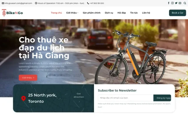 Mẫu web cho thuê xe đạp