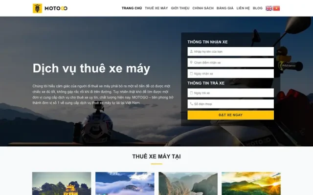 Mẫu web cho thuê xe máy