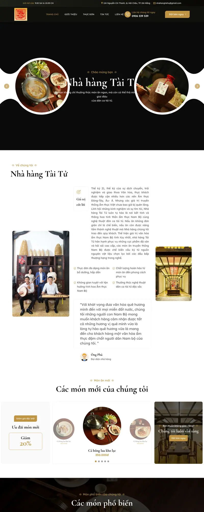 Mẫu web nhà hàng 06 – giao diện trang chủ