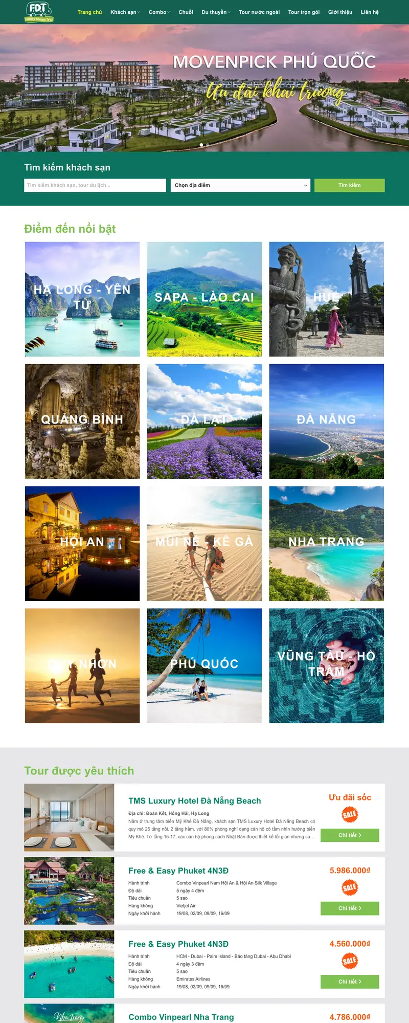 Mẫu web du lịch 16 – giao diện trang chủ