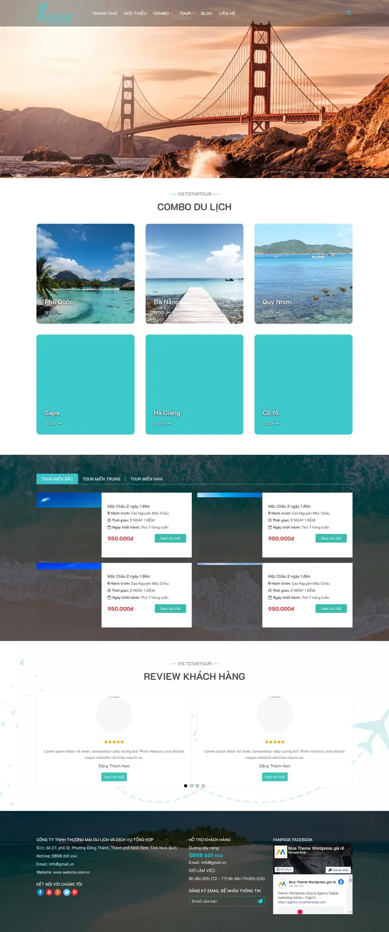 Mẫu web du lịch 8 – giao diện trang chủ