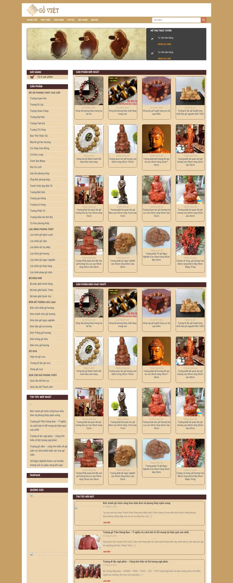 Mẫu web gỗ phong thủy