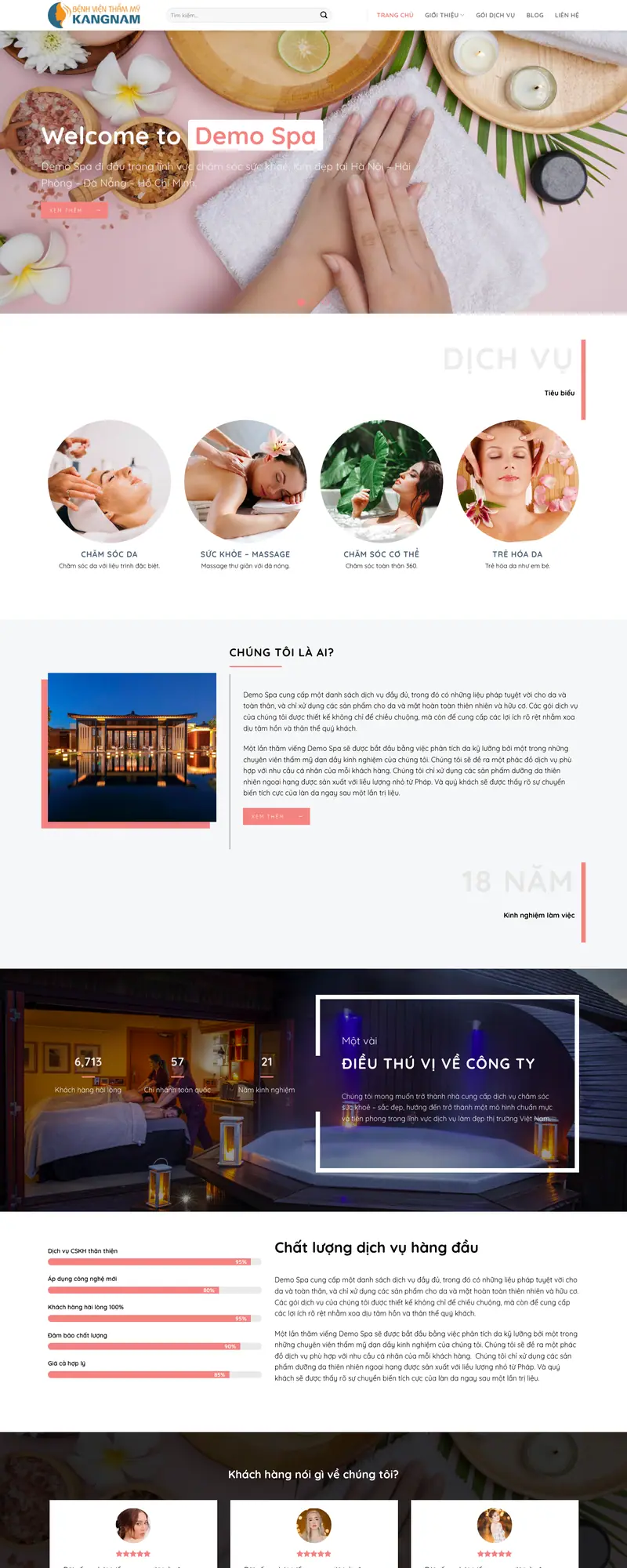 Mẫu web dịch vụ spa 07 – giao diện trang chủ