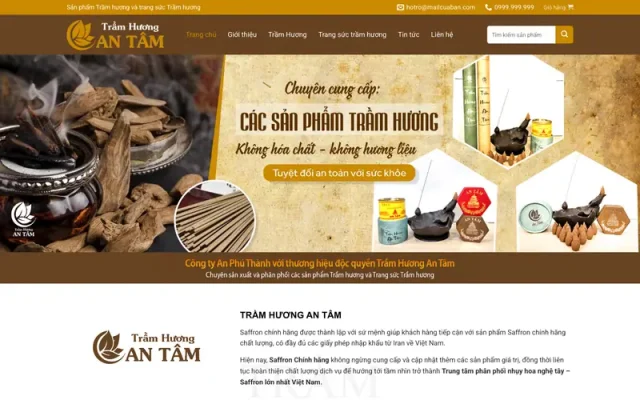 Mẫu web bán trầm hương