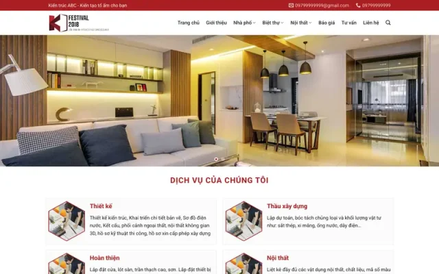 Mẫu web kiến trúc, xây dựng, thiết kế nội thất 4