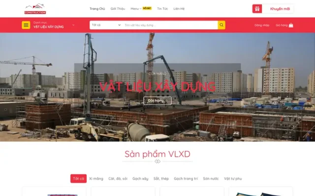 Mẫu web cửa hàng bán vật liệu xây dựng