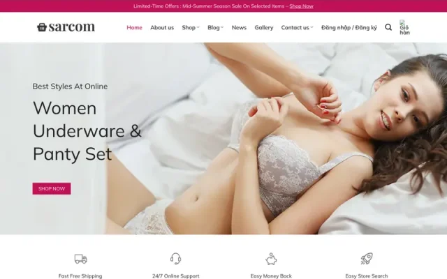 Mẫu web thời trang nội y
