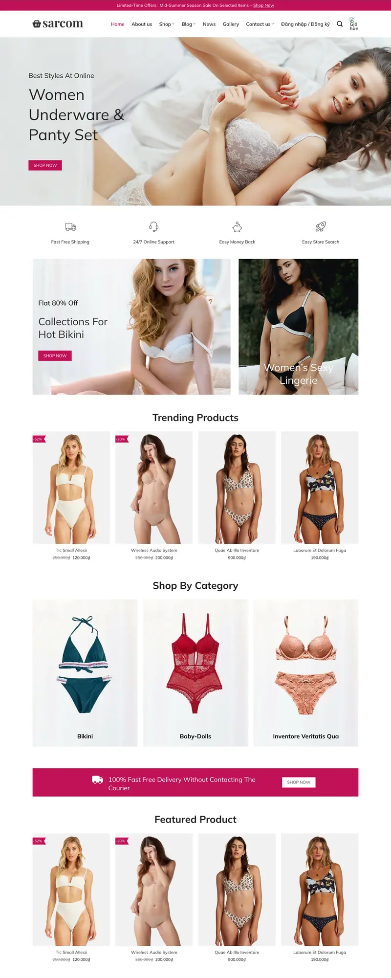 Mẫu web thời trang nội y