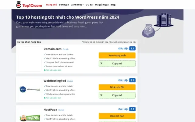 Mẫu web affiliate – reviews – chia sẻ mã giảm giá , coupon
