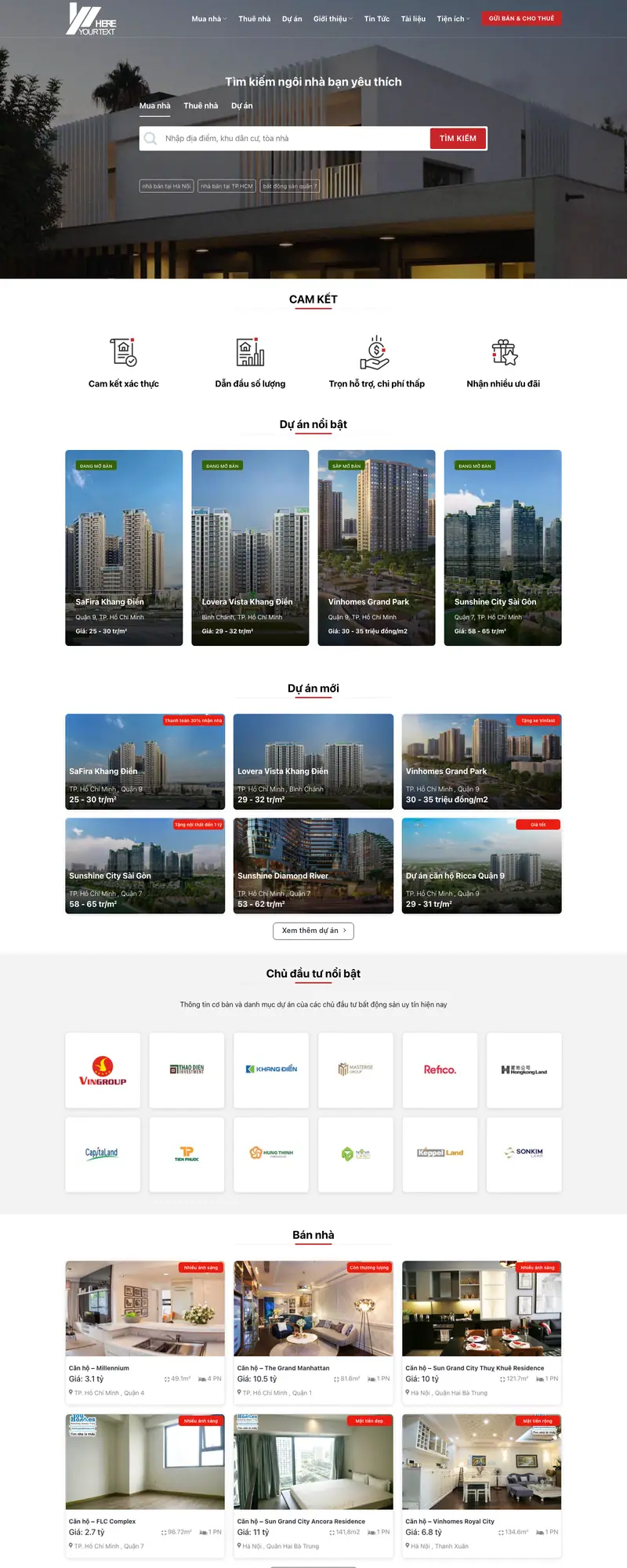 Mẫu web bất động sản cao cấp – 51 – giao diện trang chủ