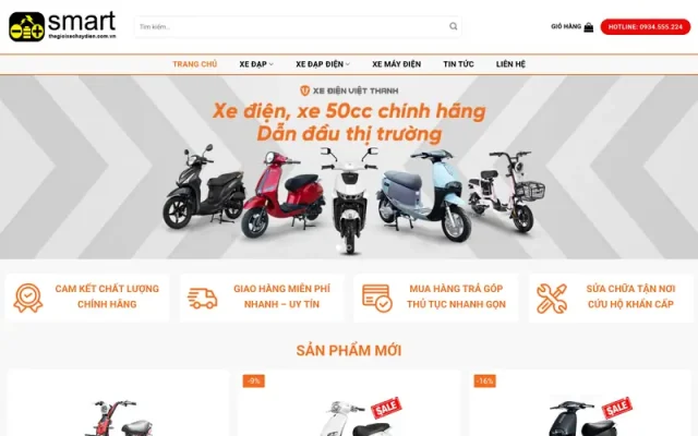 Mẫu web bán xe điện