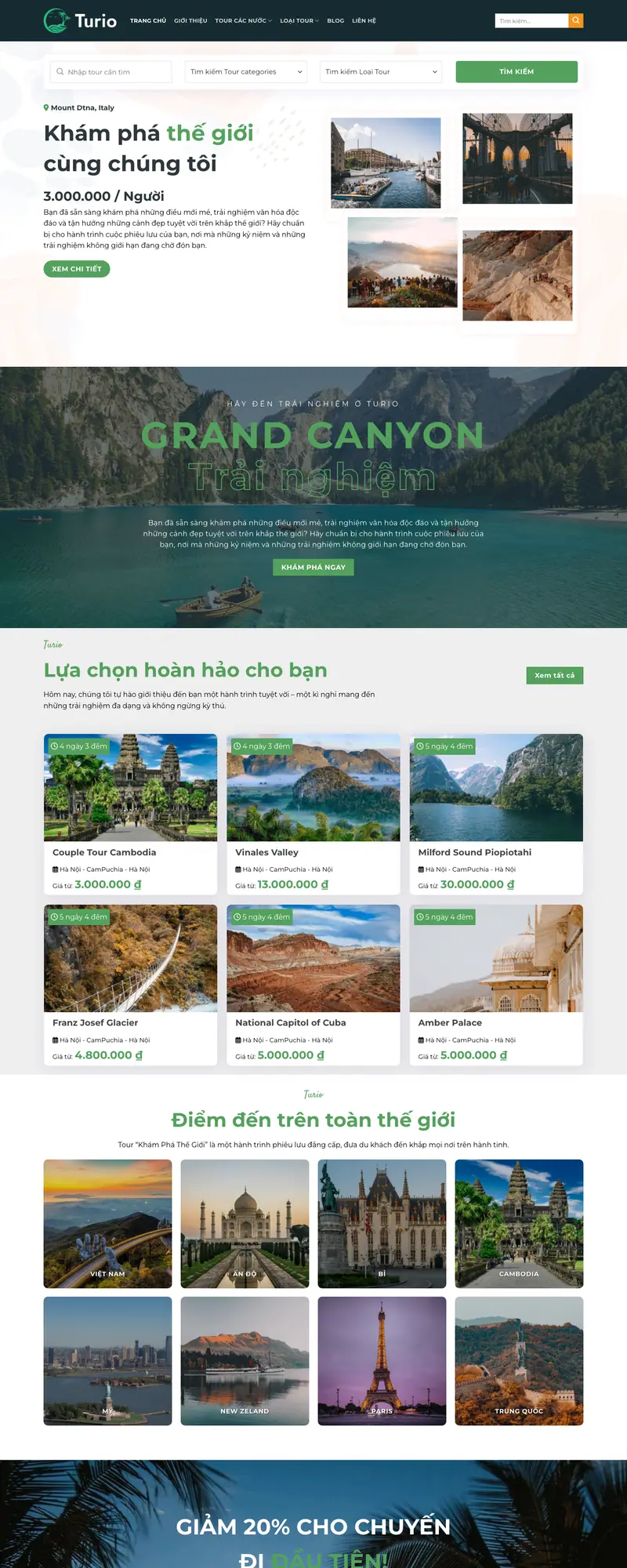 Mẫu web du lịch 017 – giao diện trang chủ