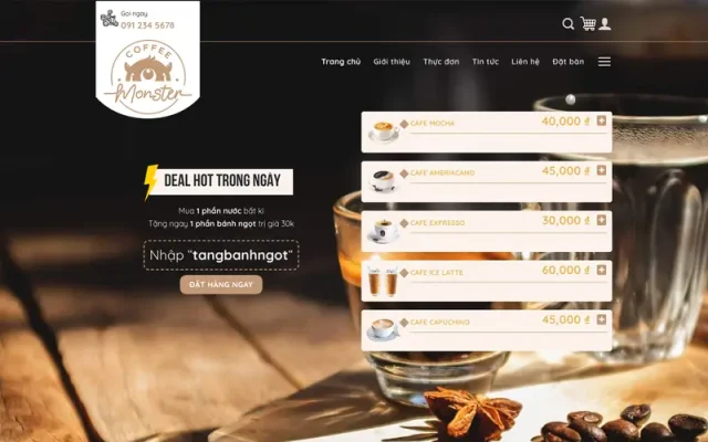 Mẫu web bán cà phê 03