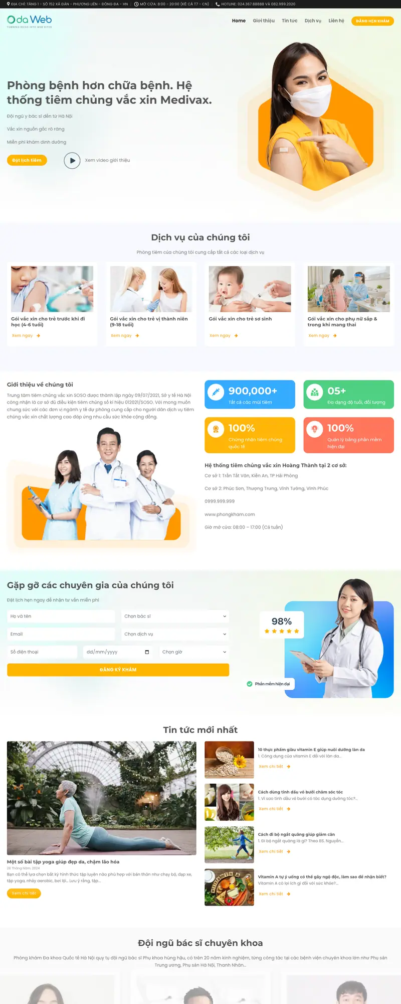 Mẫu web phòng khám 03 – tiêm vắc xin – tiêm chủng